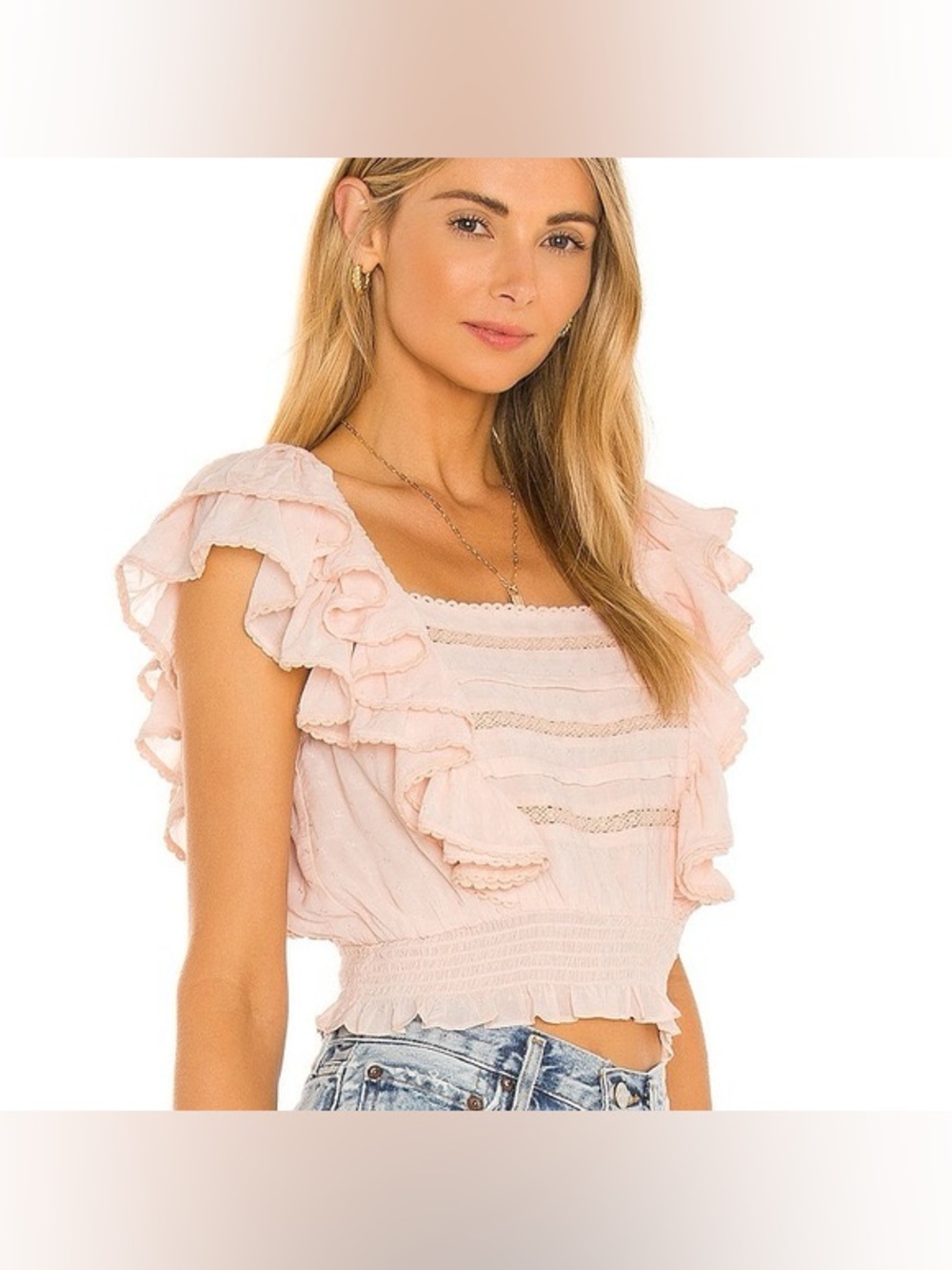 Tularosa Ruffle Smocked Crop Top - Picture 3 of 5